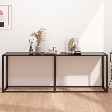 Table console-Table d'entrée Noir 200x35x75,5 cm Verre trempé 203269 (1/5)