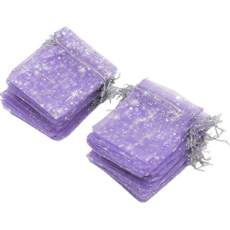 50 Sacs en Tulle à Cordon avec Motif Étoile pour Mariage, Baptême, Cadeaux de Fête (1/5)