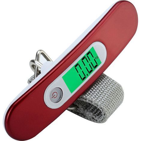 Electronic Luggage Scale Portable Scale Digital Luggage Scale Max 50Kg/110Lb (LB,g,Oz,kg) Electronic Scale/Tare Function/Travel/Shopping/Post Office/Home/Outdoor Use Red (1/5)