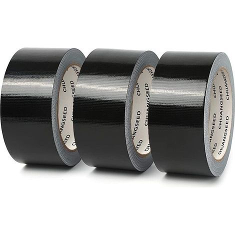 Lot de 3 rubans adhésifs en tissu noir 220 microns x 50 mm x 20m, gaffer noir,ruban adhésif americain de réparation d'étanchéité,heavy duty duct tape,ruban large resistant noir (1/5)