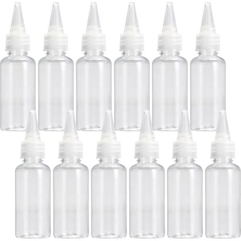 Lot de 12 flacons en plastique de 100 ml, petits flacons transparents vides avec bouchons étanches, parfaits pour la peinture, la lotion, la colle, les liquides, les voyages et les loisirs créatifs (1/5)