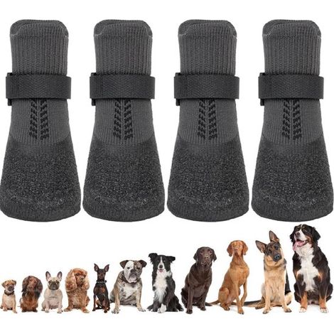 Chaussures pour chien - 4 paires - Protection des pattes - Bottes imperméables pour chien - Souples et ajustables - Taille unique (1/5)