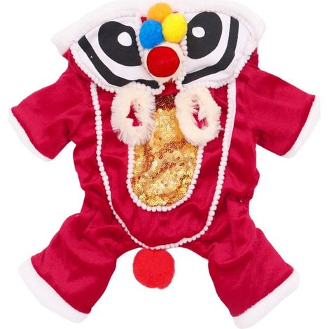 Costume Chien - Tissu Flanelle Rouge - Pour Fêtes Nouvel An Noël - Convient Chiens Taille M - 1 Pièce (1/5)