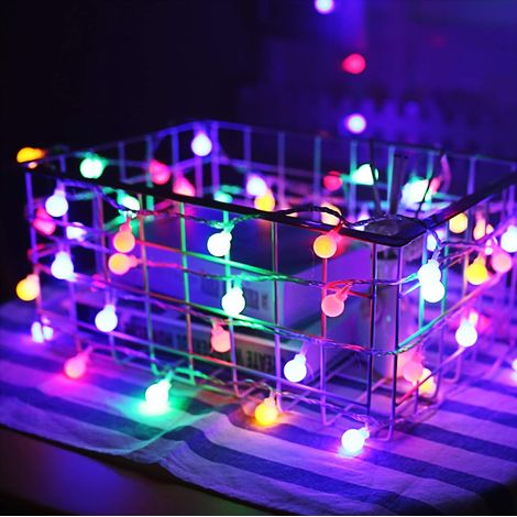 Guirlande solaire perles rondes décoratives 8 modes étanche IP65 longueur 12 M 100 LED éclairage pour jardin lumière multicolore (1/5)
