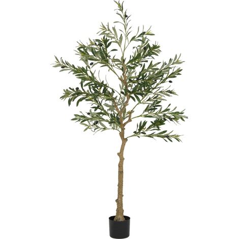 Olivier artificiel 150 cm avec 720 feuilles, pot stable, vert (1/4)