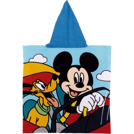 Poncho à capuche en microfibre Mickey & Pluto 50 x 50 cm (1/3)