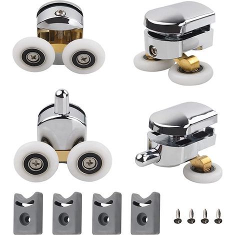 Roulettes Doubles de Rechange Lot de 4 Roulettes Doubles Roues de Fixation de Rechange Roulette Porte Coulissante Galet Porte Rouleau Roulette Roue Roulettes pour Porte de Douche 23mm (1/5)