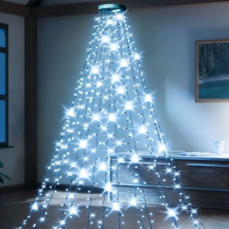 (lumière blanche froide)Guirlande lumineuse pour sapin de Noël,400 perles LED,2 mètres avec une décoration annulaire,8 modes d'éclairage,étanche (1/4)
