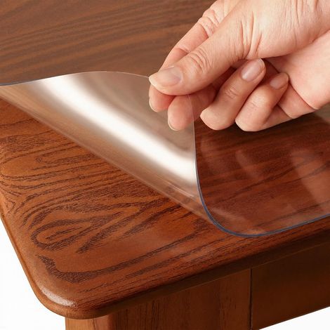 Mantel grueso transparente rectangular de 50 x 100 cm, protector de mesa transparente impermeable, mantel de plástico transparente tipo hule, protector de mantel de PVC, mantel transparente que proteg (1/5)