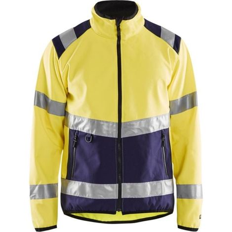 Giacca da lavoro softshell alta visibilità 4877 - Giallo fluorescente/Blu navy XS (1/4)