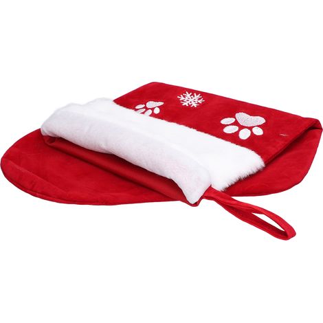 Lot de 6 chaussettes de Noël rouges pour décorer le sapin, sacs cadeaux pour animaux, enfants et fêtes. (1/5)