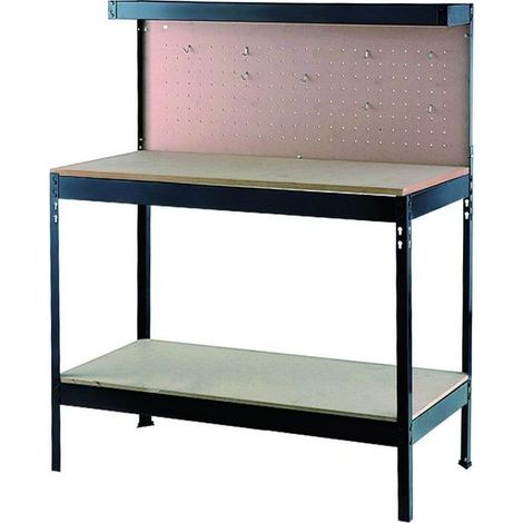 Vigor VBL-0 Banco da Lavoro in Acciaio Verniciato con Pannello Forato 8 Ganci Portautensili 100 Kg 120x60x150 cm (1/2)