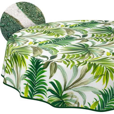 Nappe enduite Palmiers avec Ourlet Ronde Ø 140 cm Anti-Taches (1/5)