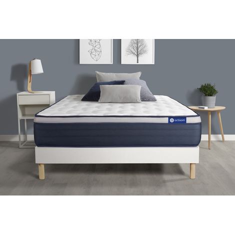 Actisom – Ensemble matelas ressorts ensachés et mousse à mémoire de forme 90x190 cm – Épaisseur 26 cm – 7 zones confort – Sommier tapissier 14 cm - 7zones
