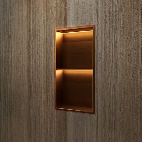 Hornacina de ducha MARSHALL con LED oro rosa cepillado (1/3)