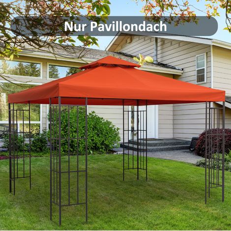 CHICFURN Techo de repuesto para cenador metálico 3x3 m poliéster rojo, doble techo (1/5)