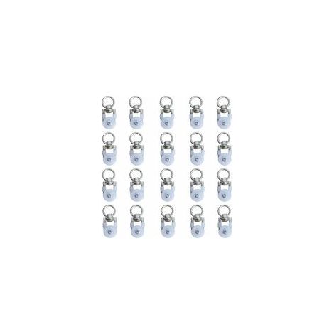 20pcs Rouleaux de Rail de Rideaux,Rouleaux de Rail,Rouleaux de Tringle à Rideaux GlissièRes,Poulie Silencieuse,Rail de Rideaux FenêTre Double Rail Rouleau,pour Rails de Rideau de Windows