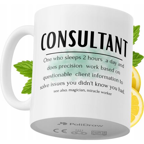 Lustige Kaffeetasse mit witzigem Textdesign – ideal für Berater, Geburtstage, Namenstage und Feiertage. Hochwertige Tasse für besondere Anlässe im Homeoffice oder Büro. Farbe: Weiß, 330 ml.