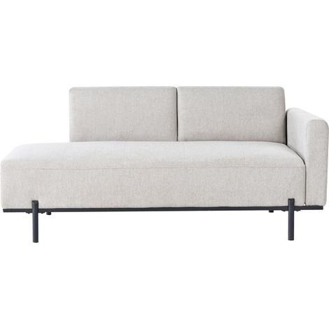 Chaise longue derecho de lino sintético estilo minimalista patas de metal gris claro Savasse