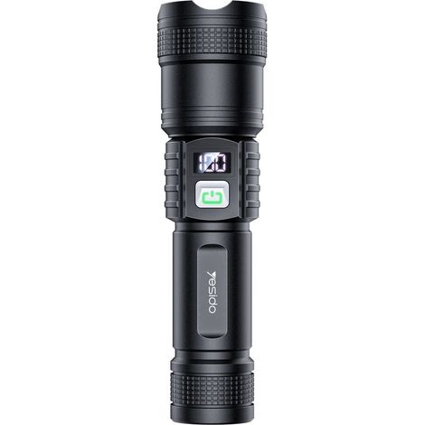 Yesido Teleskopisk Zoombar LED-ficklampa Uppladdningsbar Med Digital Display