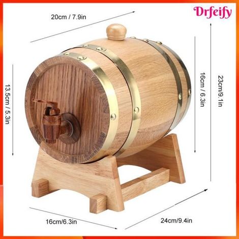 Tonneau à vin - - Chêne 1,5 L - Robinet inclus - Vintage - Maison (1/5)