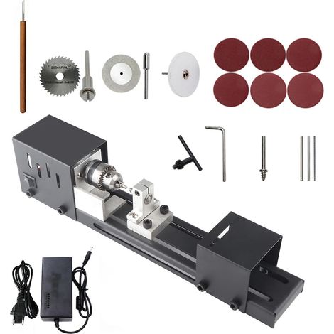 Mini-Drehbank-Perlenpoliermaschine Holzbearbeitung Handwerk DIY Rotationswerkzeug-Set Standard-Schleifset EU-Stecker