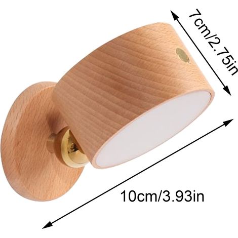 Lampe murale LED à lecture 360° avec boules magnétiques en hêtre (1/5)