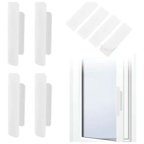 Poignées de Porte Autocollantes Poignées de Porte de Balcon Bouton de Porte Plastique Poignées d'Armoire, Sans Perçage, pour Fenêtres Portes en Verre Tiroirs (Blanc, rectangulaire) (1/4)