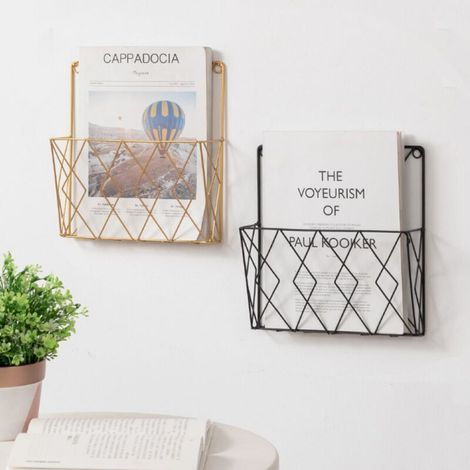(or) Porte-revue mural multifonctionnel en métal pour ranger vos magazines ou journaux (1/3)
