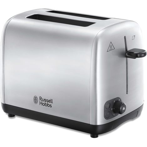 Russell Hobbs 24080-56 Adventure Tostapane 2 Fette Acciaio Inox Satinato 850W 6 Livelli Doratura Funzione Scongelamento e Lift and Look colore Argento (1/5)