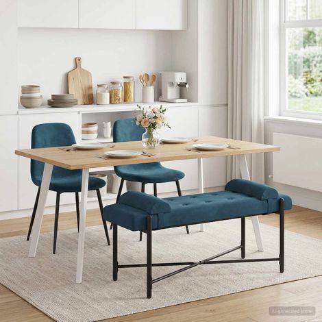 vidaXL Banc capitonné à boutons avec coussins Bleu 110 x 40 x 46 cm (1/5)