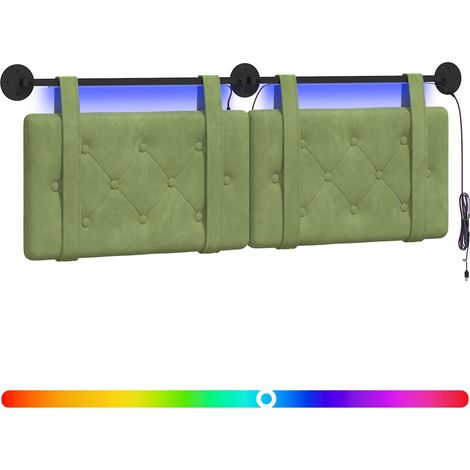 Maison Exclusive - Tête de lit suspendue Avec lumière LED Vert clair Velours (1/5)