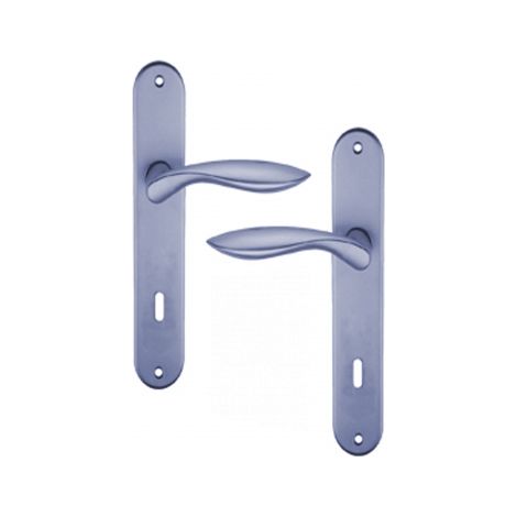 Ouvre&Déco – 2 poignées de porte DETROIT entrée de clé, aluminium inox entraxe 195 mm