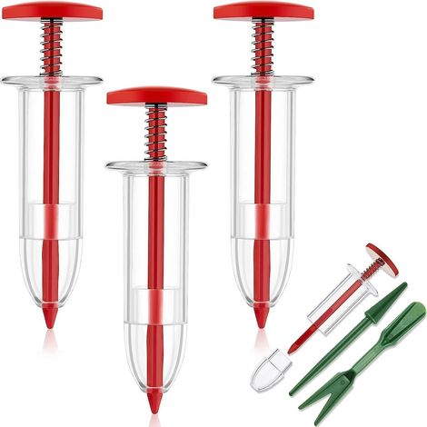 Semoir Handheld Mini et Outils de Plantation Portatifs Kit avec 4 Semoirs Rouge et 2 Accessoires pour Pots et Jardinières (1/5)