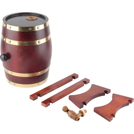 Fût à vin vintage en bois de pin de 3 L, accessoires de brassage, matériel de brassage amateur, marron foncé, 3 L (1/5)