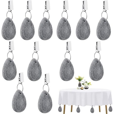Pesas para manteles con pinzas, pesas para manteles de mármol natural, colgantes de piedra para manteles de fiesta para uso en jardín, interior o exterior, cocina, bodas, fiestas, picnics y bufés. (1/5)