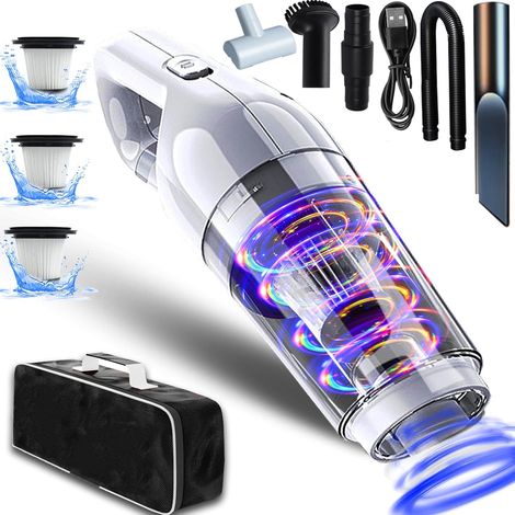 Aspirateur à Main,15000PA Aspirateur Voiture sans Fil Puissant Portable Mini 120W,Multifonctionnel avec 3 Filtres Aspirateur de Table Humide et Sec Rechargeable pour Maison Bureau Canapé (1/5)