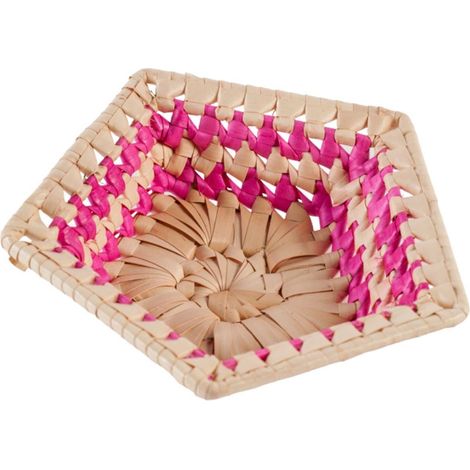 Cestino pentagonale con bordo fucsia, 9,5x3,5 cm (kit da 10)