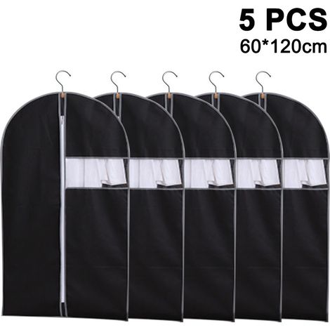 Housse De Rangement Pour Vêtements - Non Tissé Respirant - Avec Fenêtre Transparente Et Fermeture Éclair - 60x100 cm Et 60x120 cm - Lot De 5 (1/5)