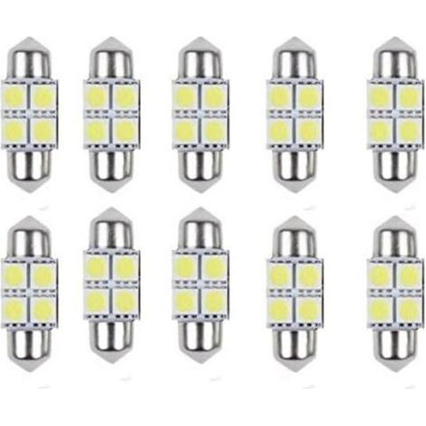 10 Stück 31 mm 5050 LED-Sofittenlampe Innenraumleuchte 4SMD-Lampen Weiße Kuppelleuchte Motorhaubenleuchte (1/5)