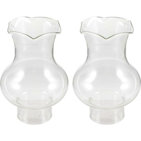 Lot de 2 abat-jour de rechange en verre pour cheminée de lampe à pétrole vintage, coupe-vent, pour une utilisation intérieure et extérieure.
