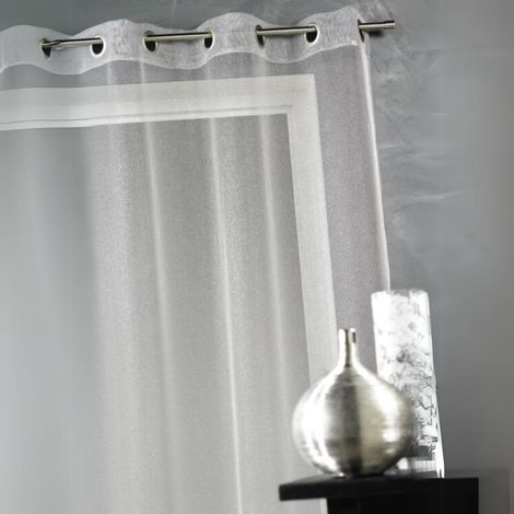 Voilage uni avec fils en lurex Argent 140x260 cm