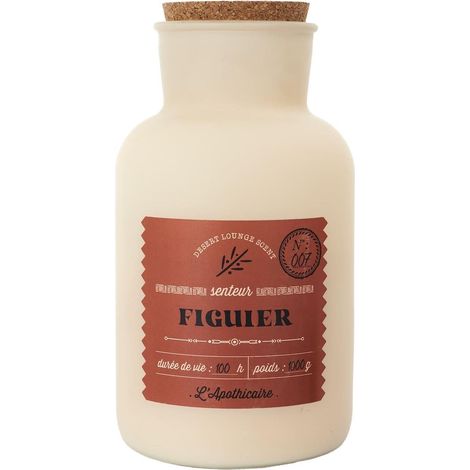 Bougie beige parfumée avec couvercle en liège (H27 cm) senteur figuier (1/5)