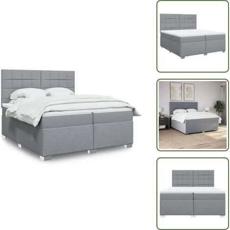 Boxspringbett mit Matratze Hellgrau 200x200 cm Stoff - Boxspringbett - Doppelbett - Bettsofa - Schlafsystem - Polsterbett (1/5)