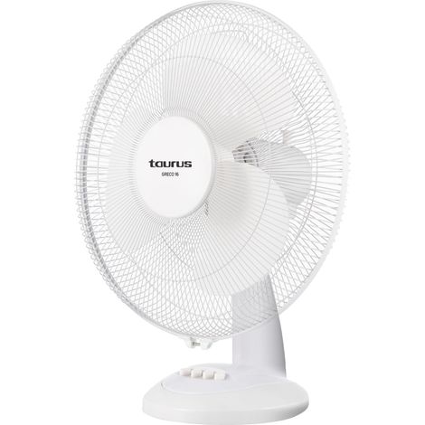 [PRODOTTO RICONDIZIONATO] Taurus - Ventilatore da tavolo Greco 16  45W  45cm sistema oscillante  inclinazione regolabile manualmente  3 pale de 45cm  3 velocità  maniglia de trasporto  griglia estraib