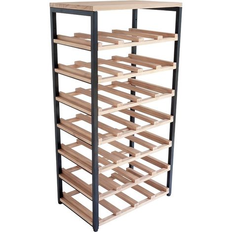Range-bouteilles 28 bouteilles en métal et bois 40 x 25 x 78 cm (1/5)