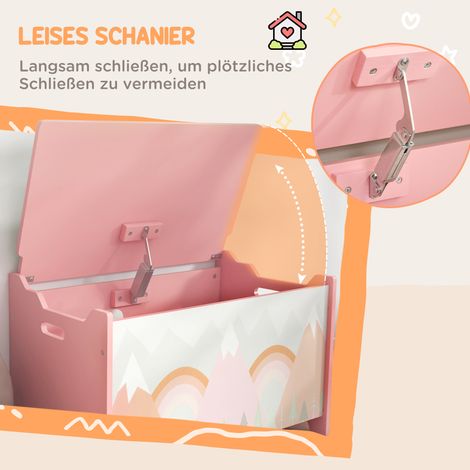 Coffre de rangement avec couvercle à charnière sécurisée, design animalier mignon, boîte à jouets, 60 x 37 x 39 cm, Rose (1/4)