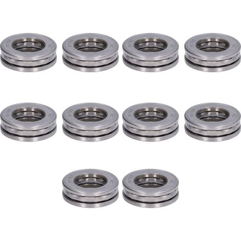 10 Stück Flachkugellager, hochpräzise, abnehmbare Miniatur-Axiallager aus Metall, Satz 51103 (1/5)