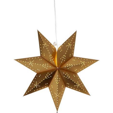 Étoile en papier doré « Classic » à motif perforé, 7 branches, fonctionnement sur secteur, douille E14, Ø 45 cm (1/4)