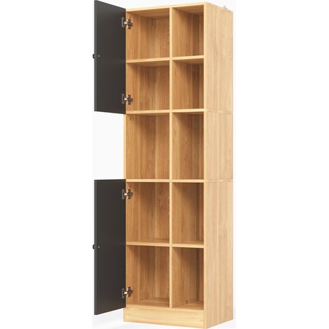 Armario esquinero alto de cocina con 6 estantes, 2 puertas y baldas regulables, MDF, 50x35,5x170 cm (1/5)